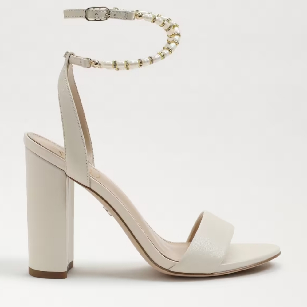 BHLDN Cream Block Heel Sandals